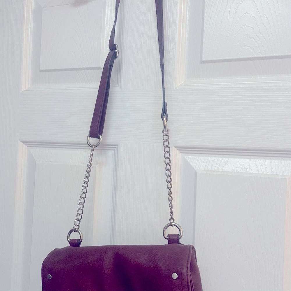 Kenzie studded Purse purple with many pockets, compartments, and stylish chain - Picture 5 of 13